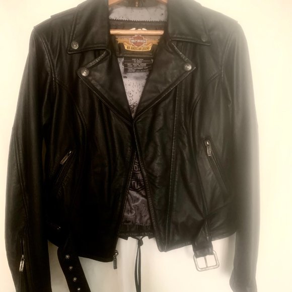 **LIKE NEW**Distinctive Harley Davidson Women’s Leather Biker Jacket Small - Picture 2 of 14